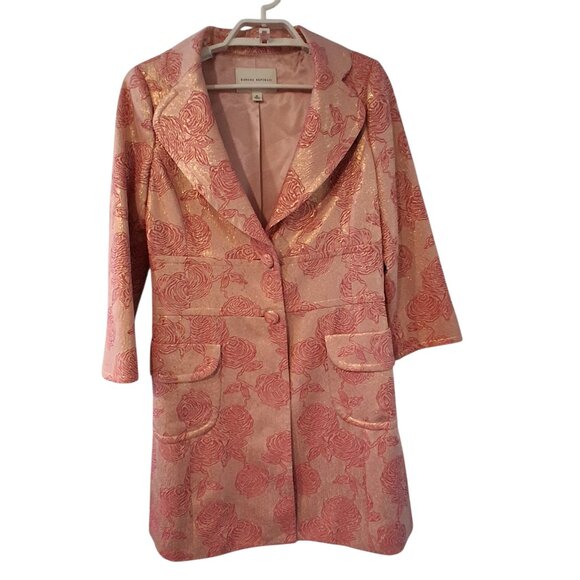 Banana Republic jacket coat womens M pink metallic silk blend 3/4 sleeve Brocade - Picture 1 of 4
